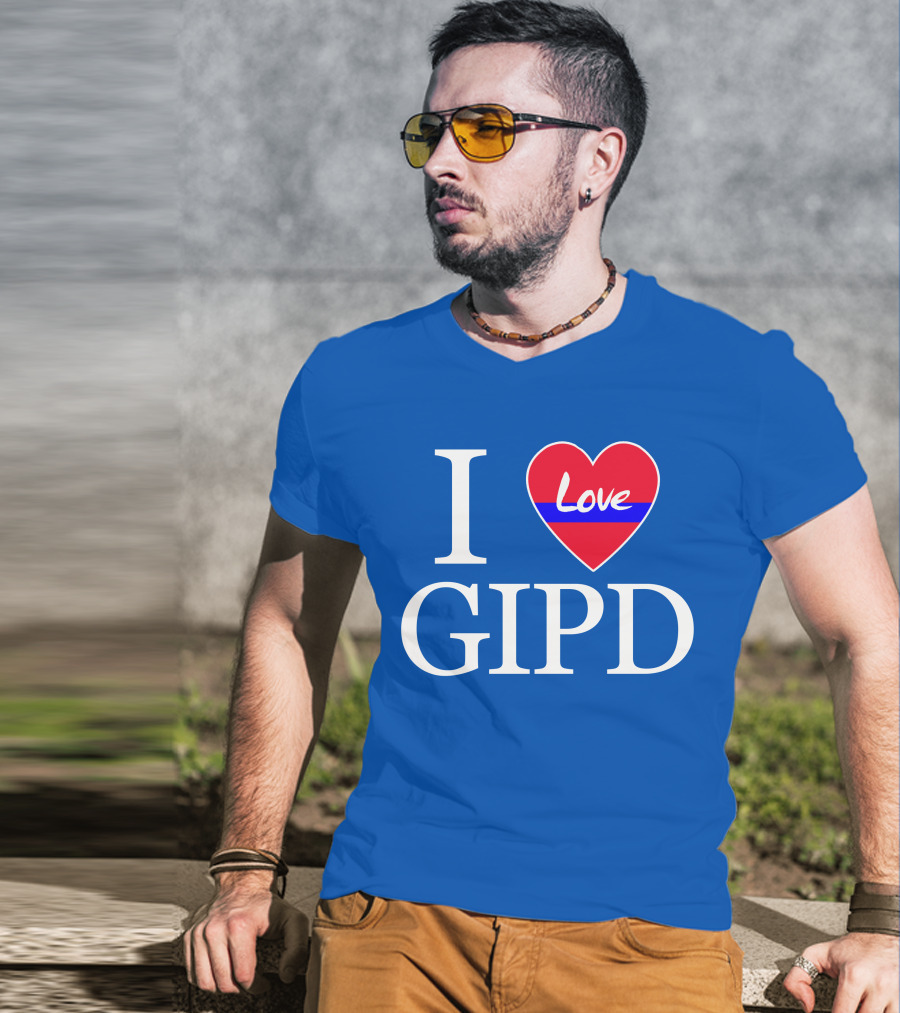 I Love GIPD Heart Symbol Blue Background T-Shirt