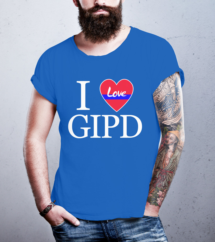 I Love GIPD Heart Symbol Blue Background T-Shirt