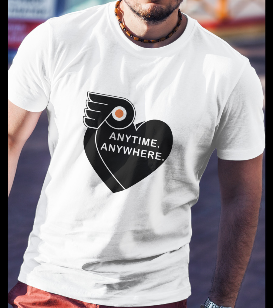 Philadelphia Flyers X Amberella Collaboration Anytime Anywhere Heart T-Shirt