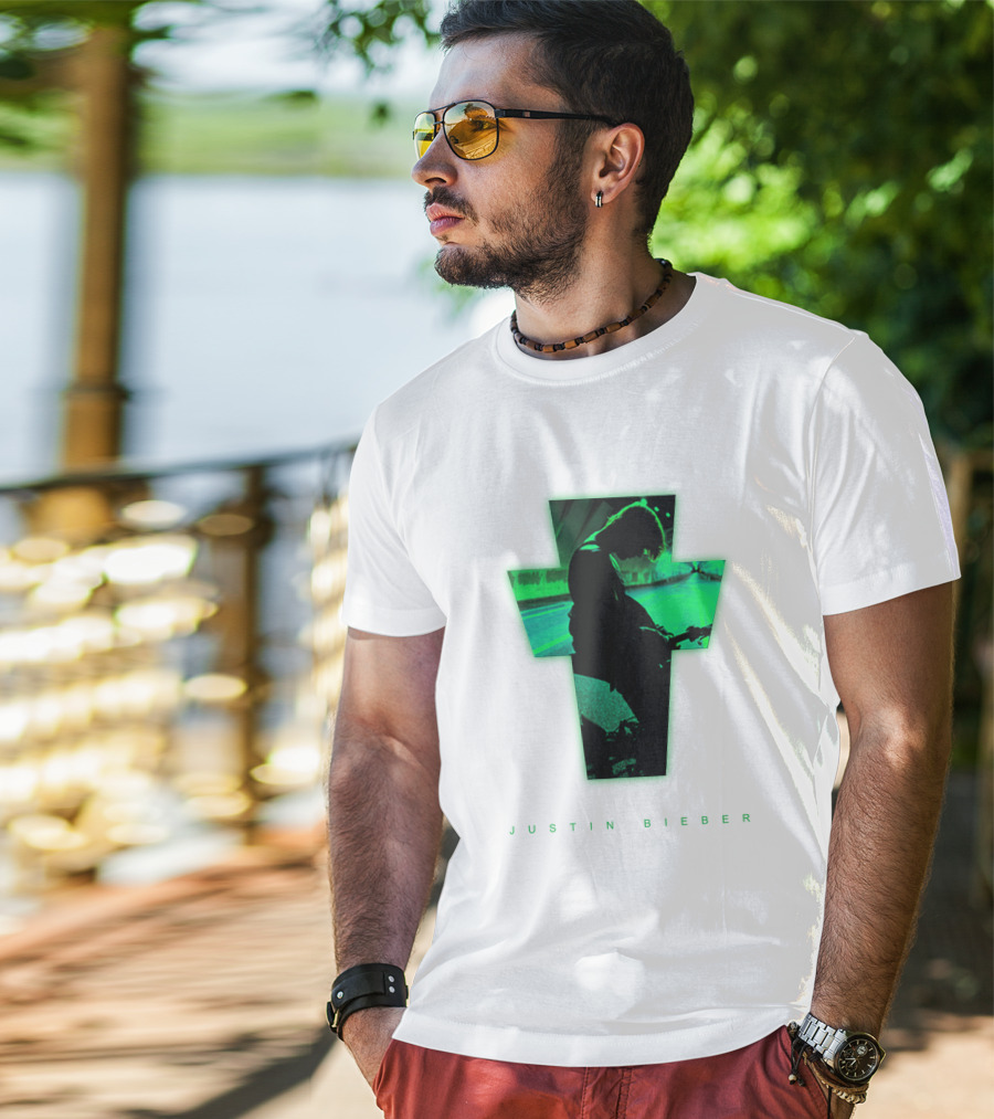 Justin Bieber Cross Silhouette Neon Green T-Shirt