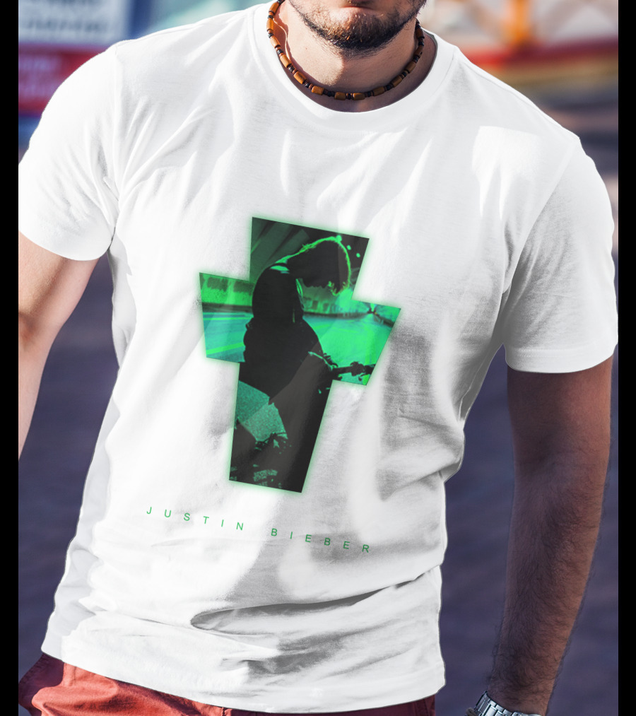 Justin Bieber Cross Silhouette Neon Green T-Shirt
