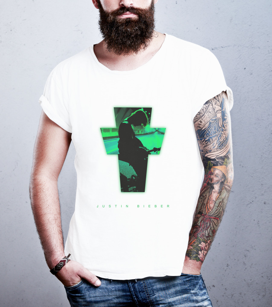 Justin Bieber Cross Silhouette Neon Green T-Shirt