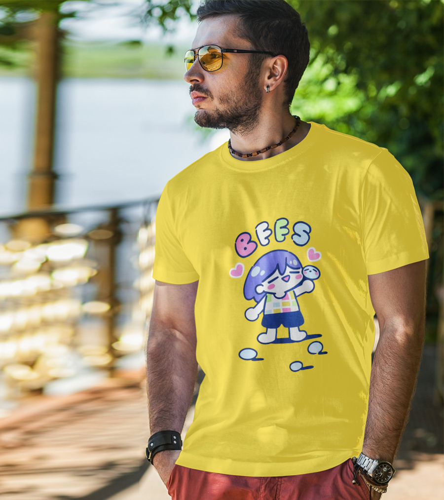Omocat Omori Kel BFFS Purple Hair Colorful Hearts T-Shirt