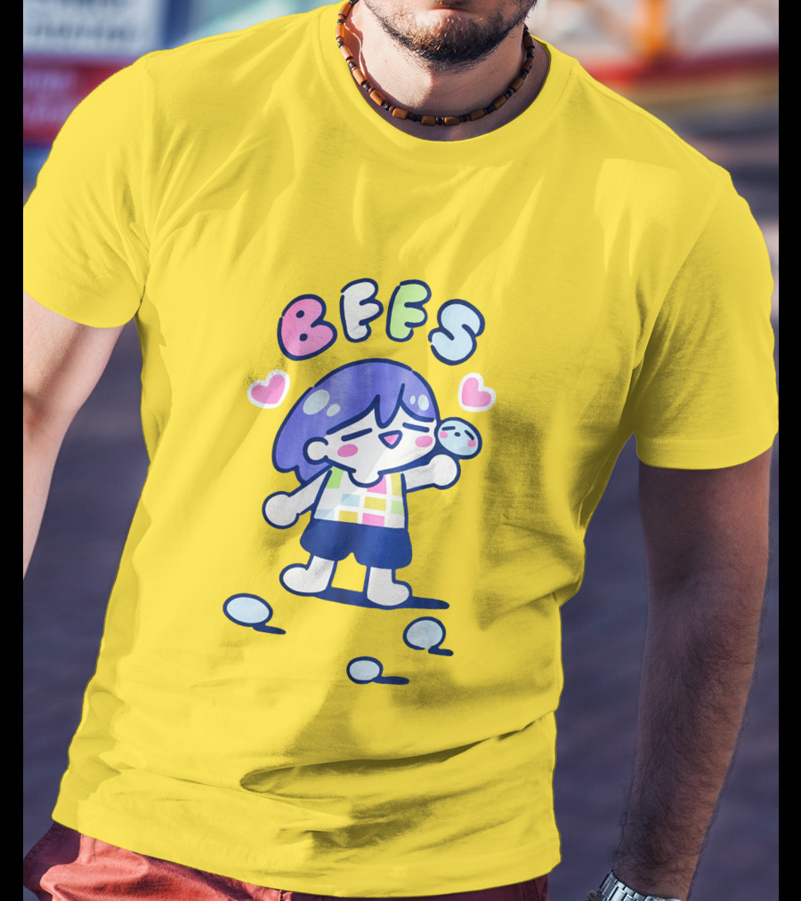 Omocat Omori Kel BFFS Purple Hair Colorful Hearts T-Shirt
