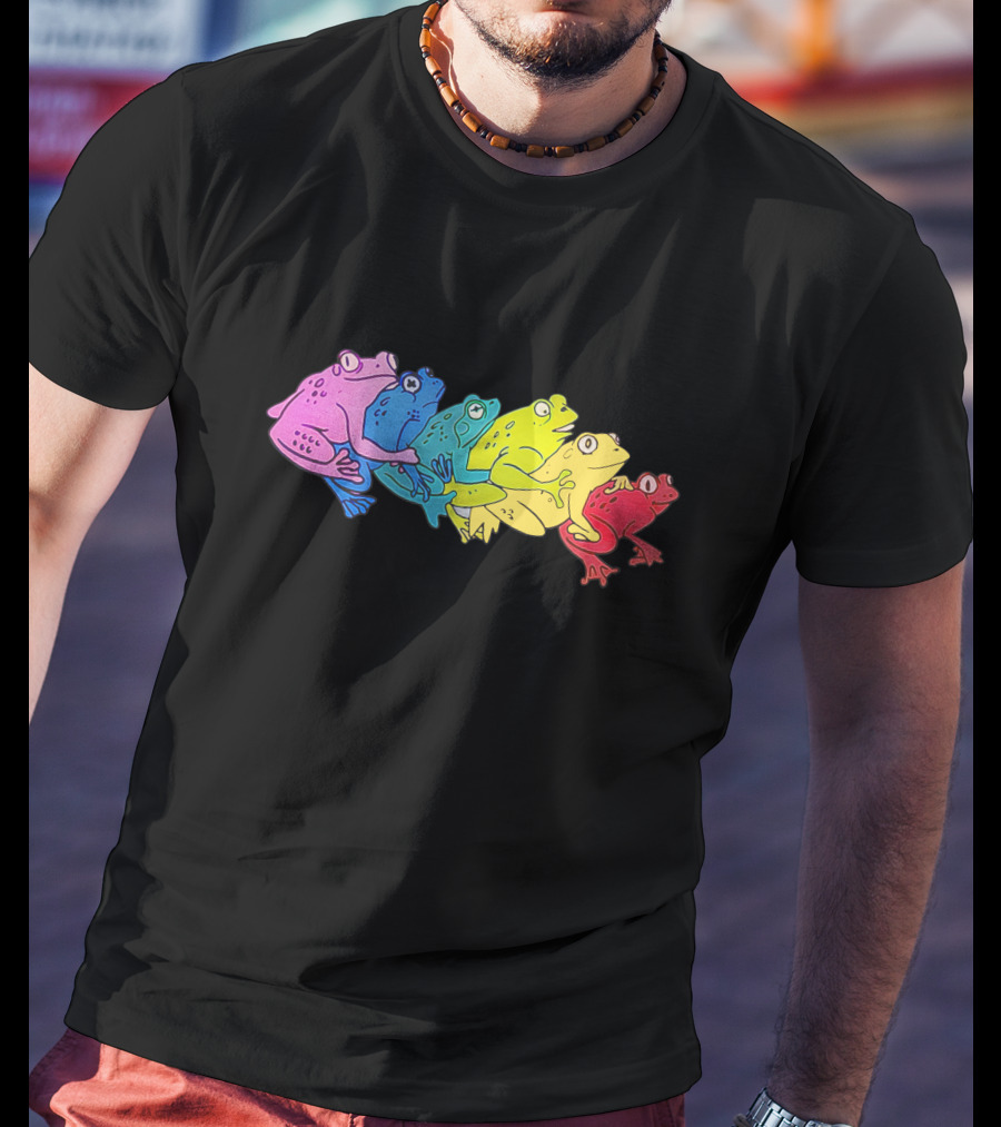 Internet Comment Etiquette Colorful Rainbow Frogs T-Shirt