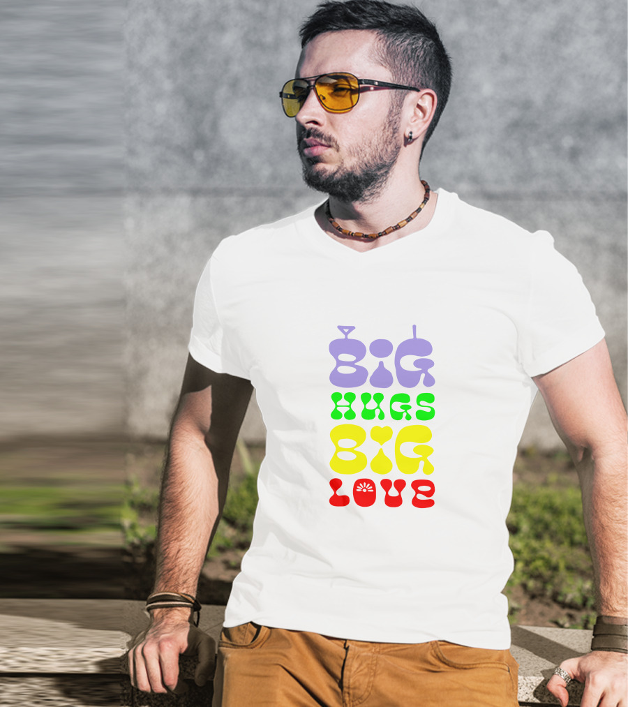Big Hugs Big Love Colorful Retro Typography T-Shirt