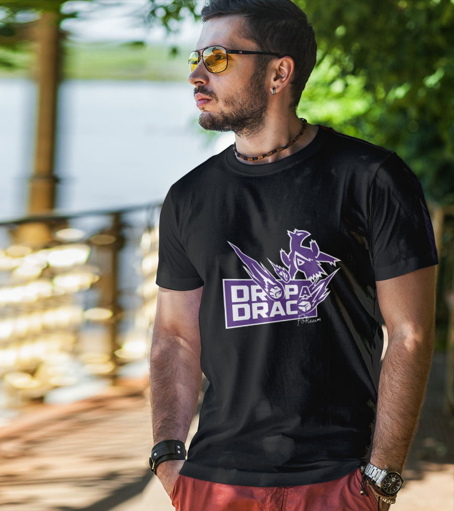 Tempo Pokeaim DropaDraco Remaster Logo With Purple And White Dragon Elements T-Shirt