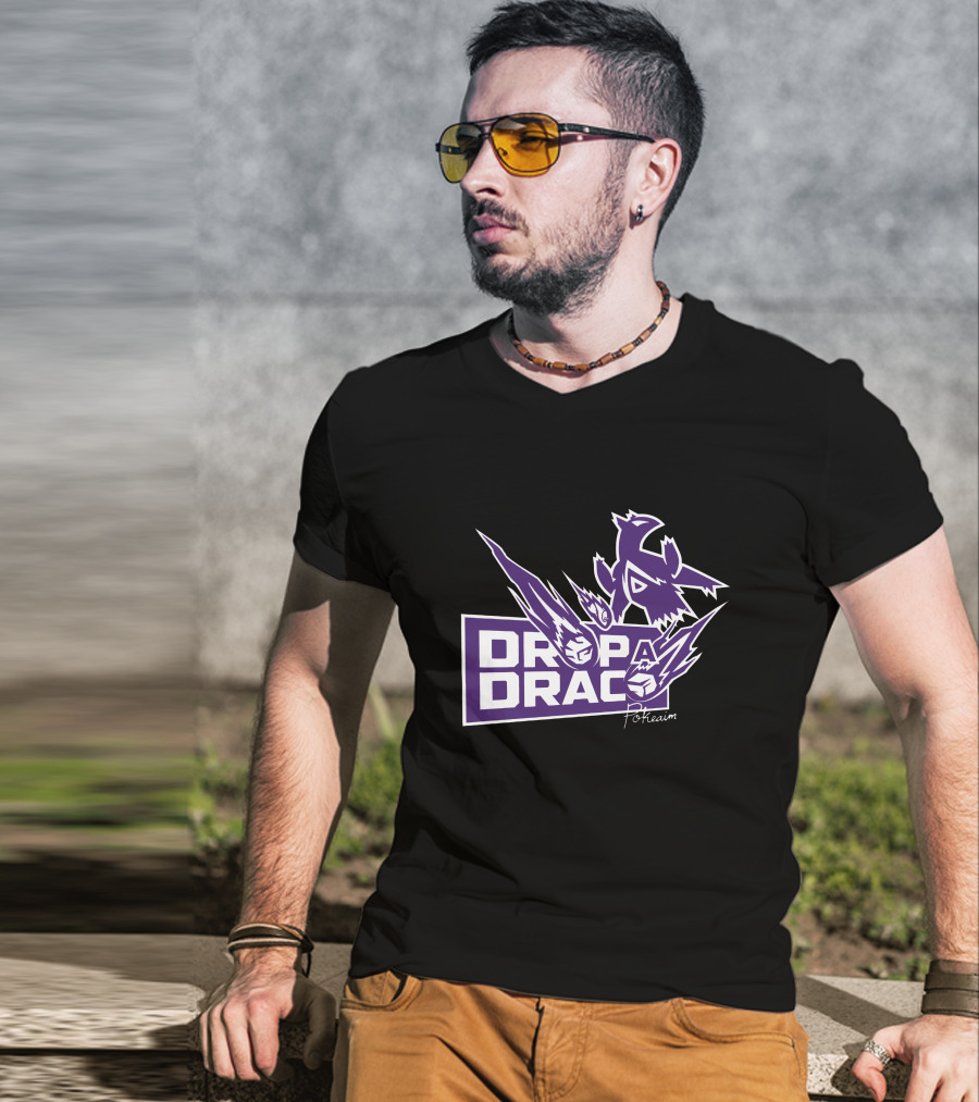 Tempo Pokeaim DropaDraco Remaster Logo With Purple And White Dragon Elements T-Shirt