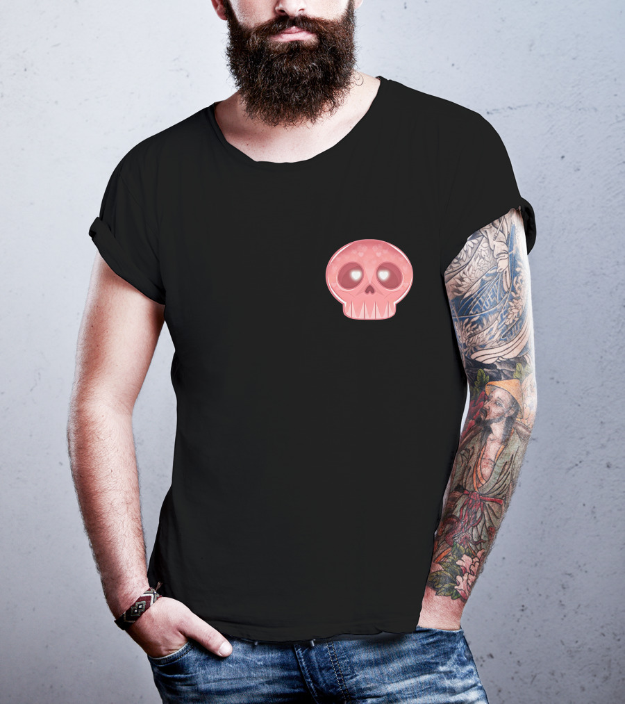 LukeIs Deaddd Pink Heart-Eyed Skull T-Shirt