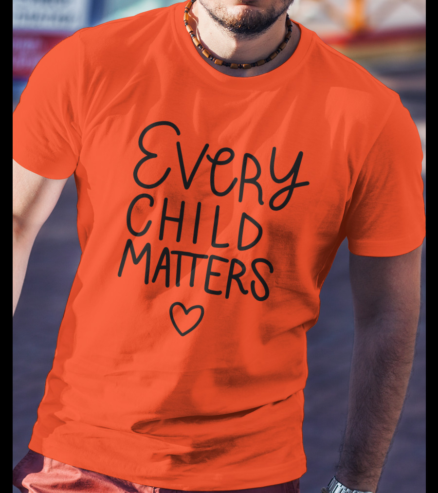Every Child Matters Heart Symbol Orange Background T-Shirt