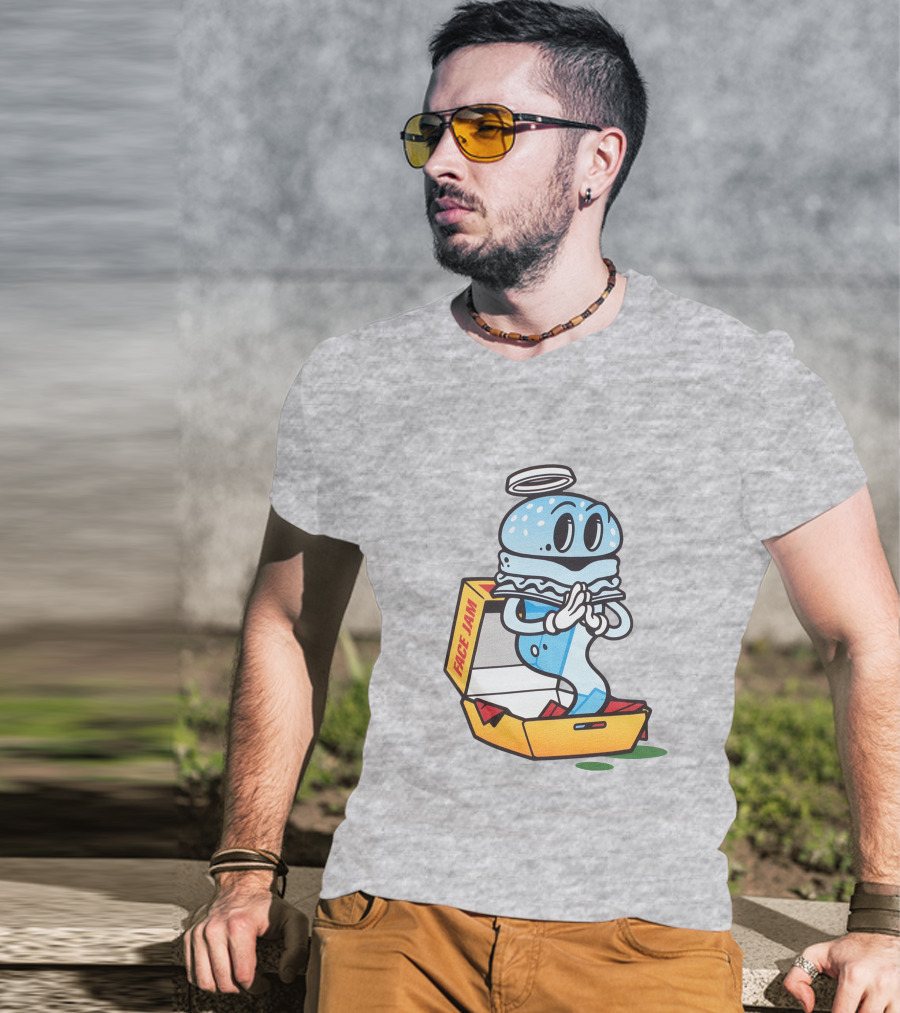 Shop Face Jam Merch Store FaceJamPod Cartoon Pizza Box Character T-Shirt