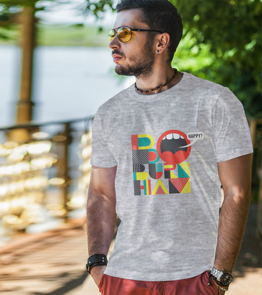 Bo Burnham Happy Mouth Pattern Text T-Shirt