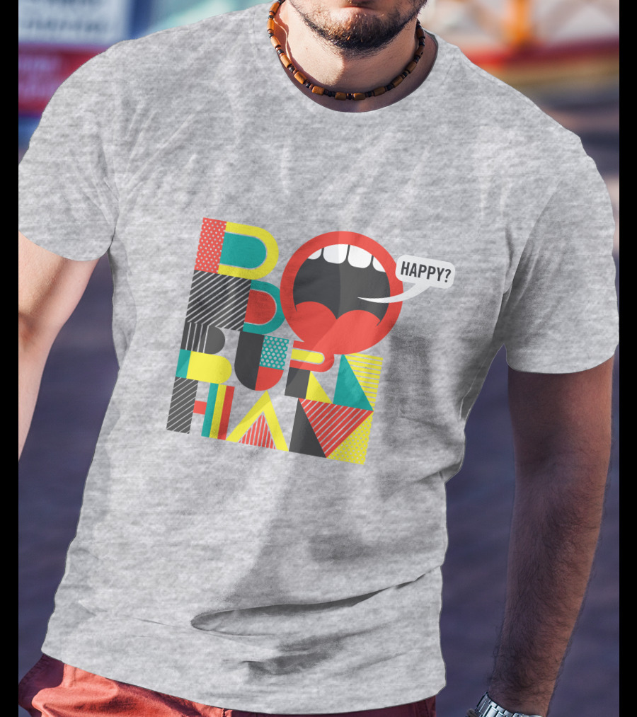 Bo Burnham Happy Mouth Pattern Text T-Shirt
