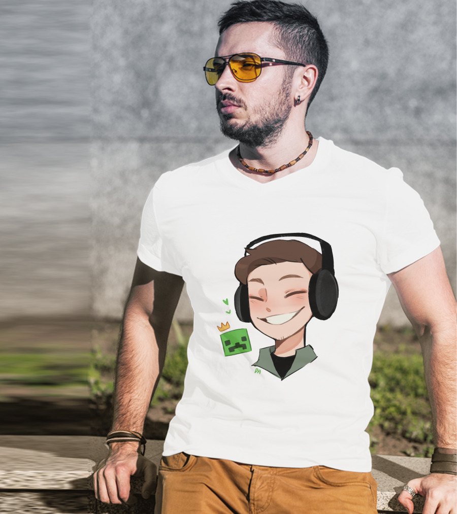Sam Awesamdude Merch Handsamdude Pixel Crown Headphones Smile T-Shirt