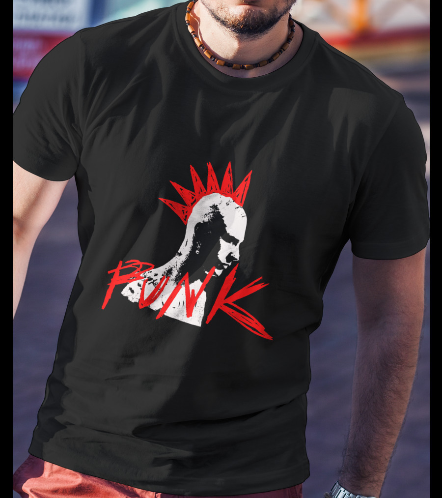 Blonde Don Punk MachineGunKelly Mohawk Red Spikes T-Shirt