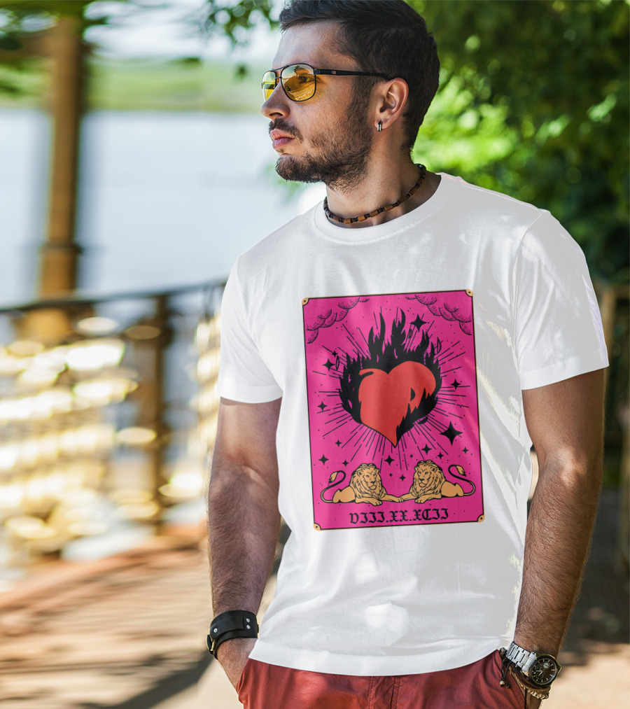 Demi Lovato Burning Heart Pink Lions VIII.XX.XCII T-Shirt