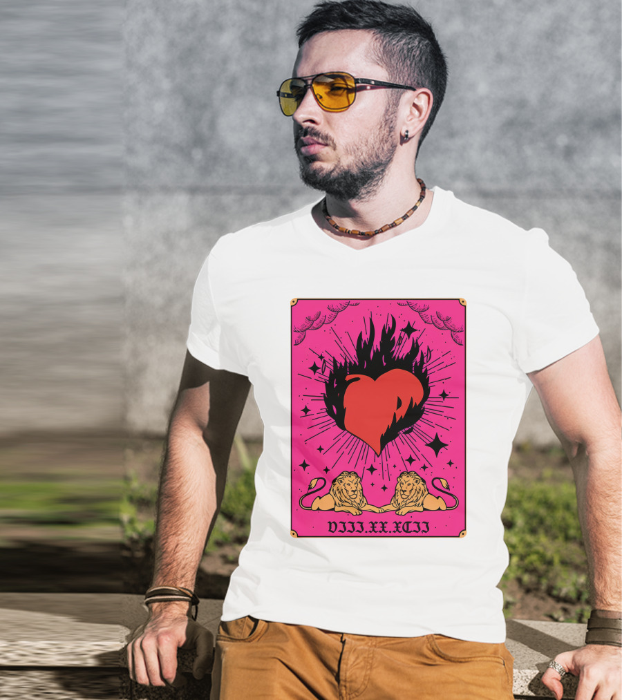 Demi Lovato Burning Heart Pink Lions VIII.XX.XCII T-Shirt