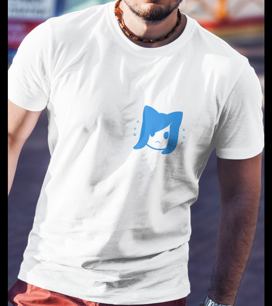 Akidearest Merch Aki Blue Hair Character Face With Stars T-Shirt