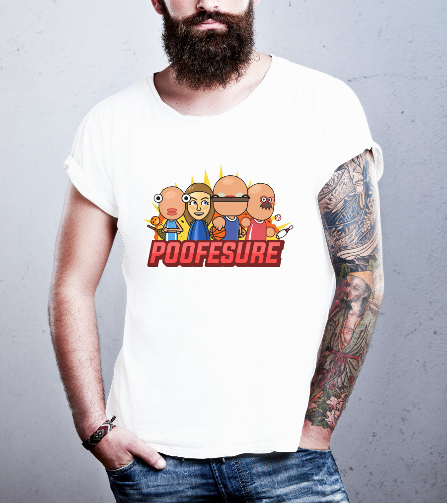 Poofesure Cartoon Characters Baseball Bowling Basketball Gaming Collection T-Shirt
