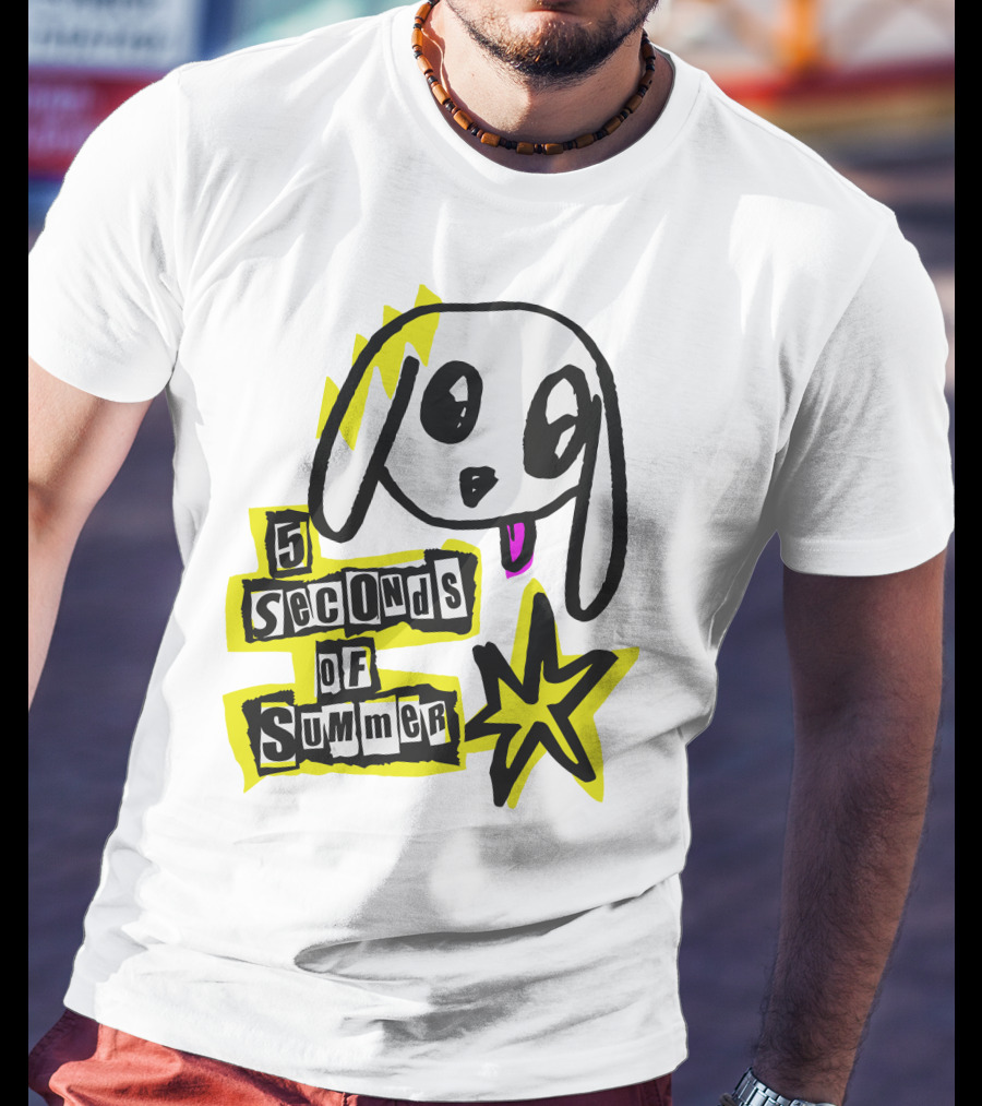 5 Seconds Of Summer 5SOS Merch Anarchy Dog With Star Punk T-Shirt