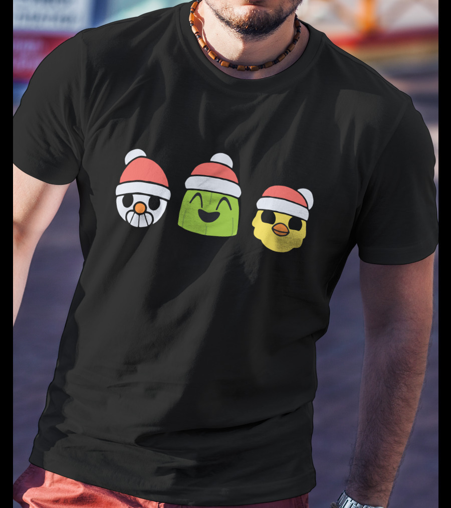 Holy Trinity Winter Snowman Cactus Chick Santa Hats T-Shirt