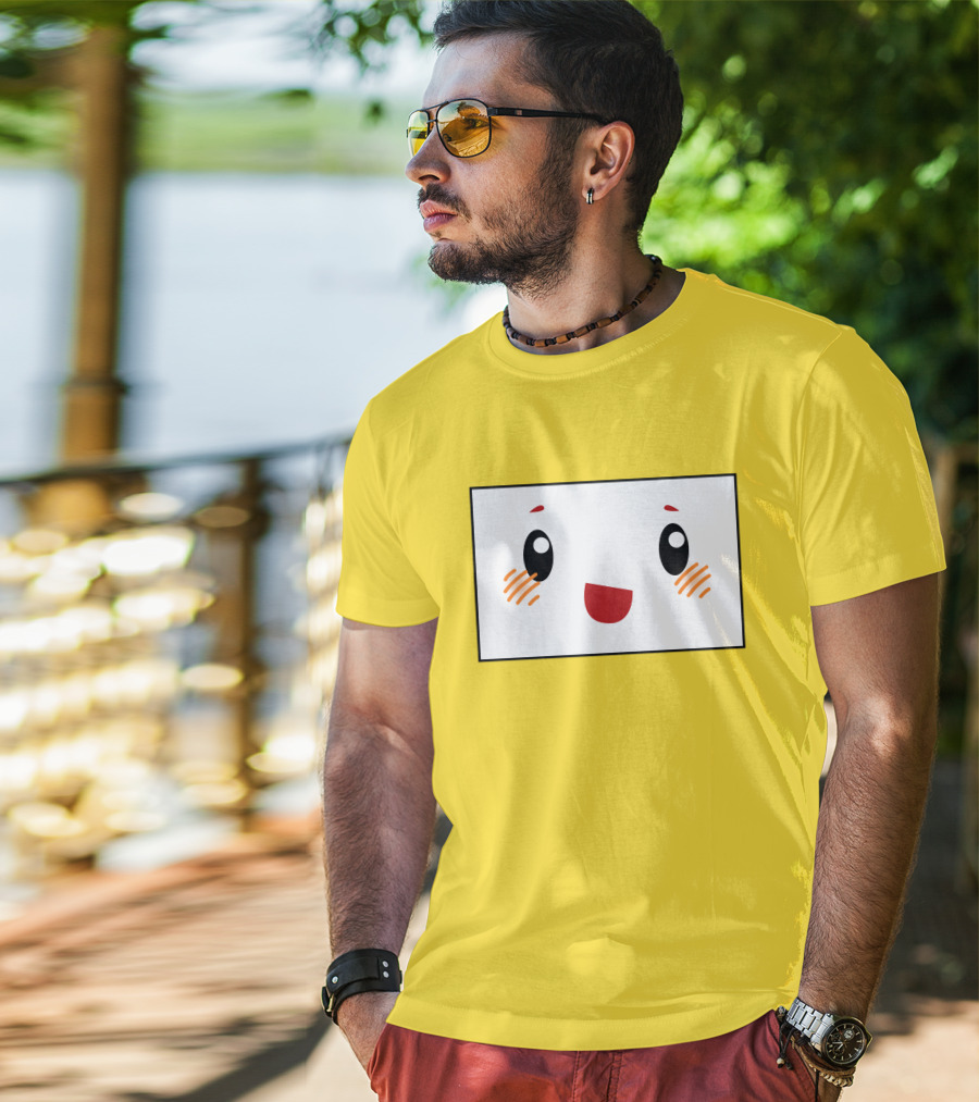 Shop Lankybox Merch Store Boxy Kawaii Face Yellow T-Shirt