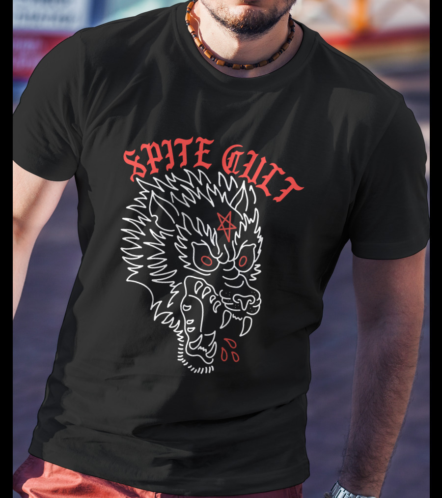 Spite Cult Wolf With Star Symbol And Aggressive Expression T-Shirt