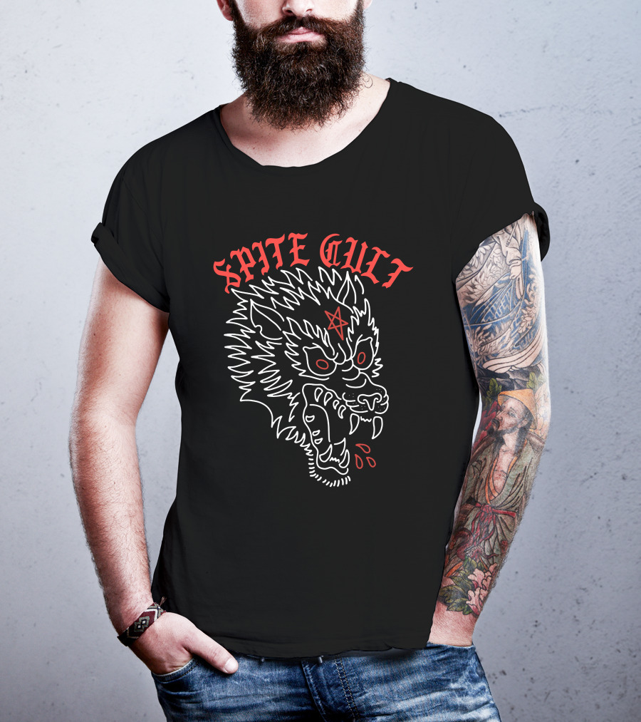 Spite Cult Wolf With Star Symbol And Aggressive Expression T-Shirt