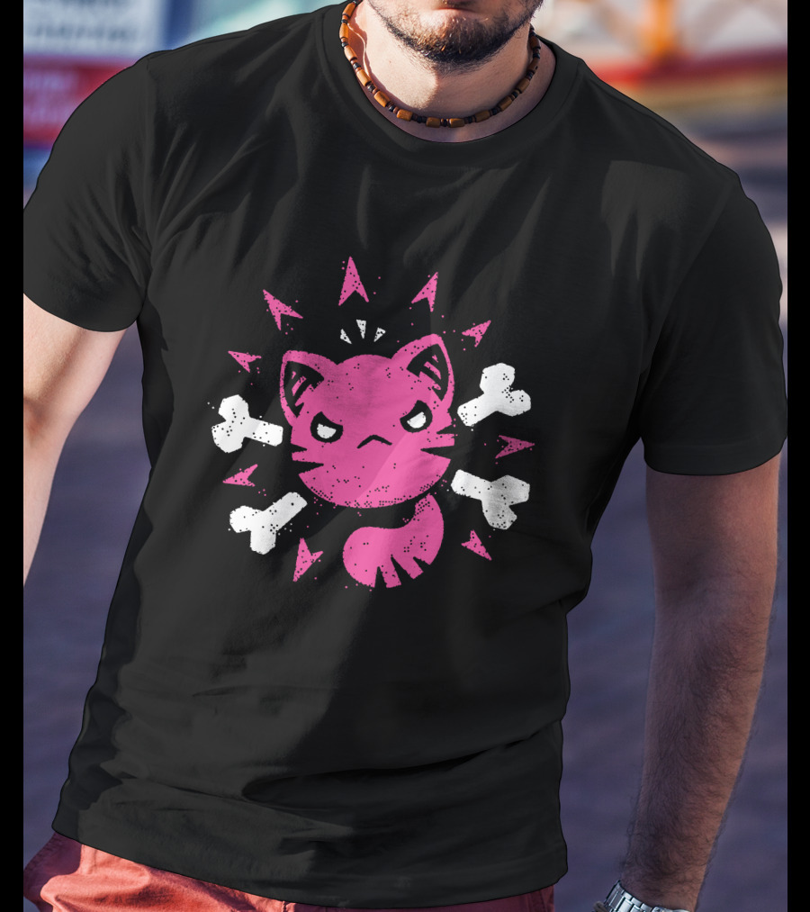 Slime Rancher Merch Ferocious Feral Pink Cat Tony Kuchar T-Shirt