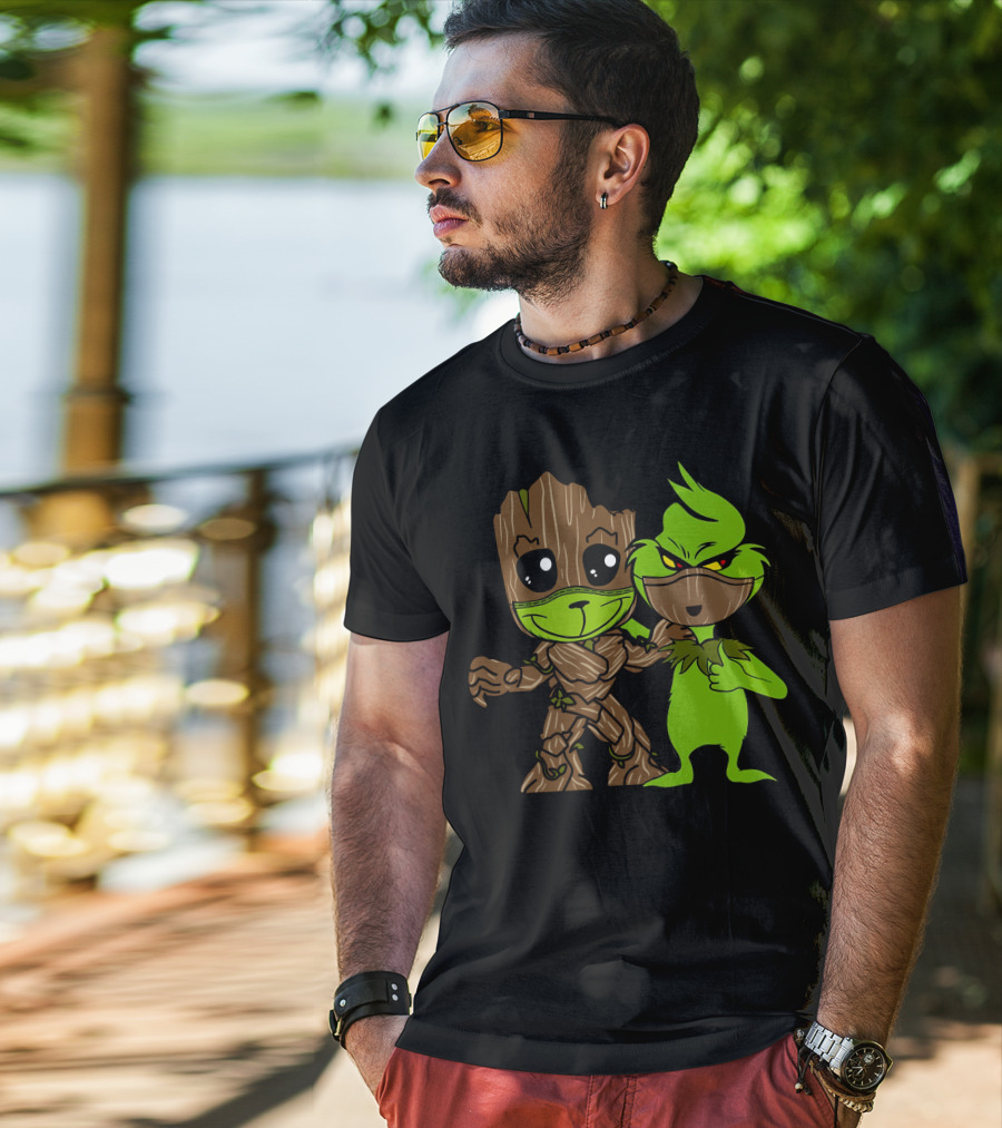 Groot Meets The Grinch Crossover Character Mashup T-Shirt