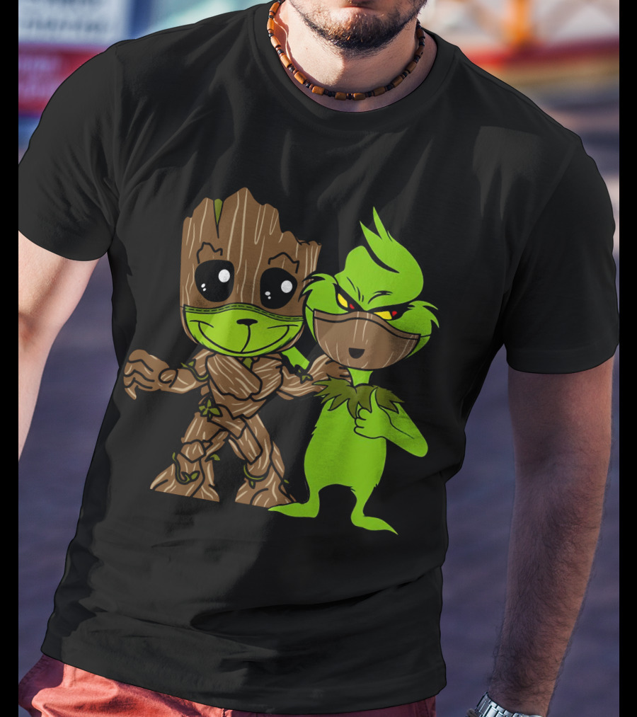 Groot Meets The Grinch Crossover Character Mashup T-Shirt