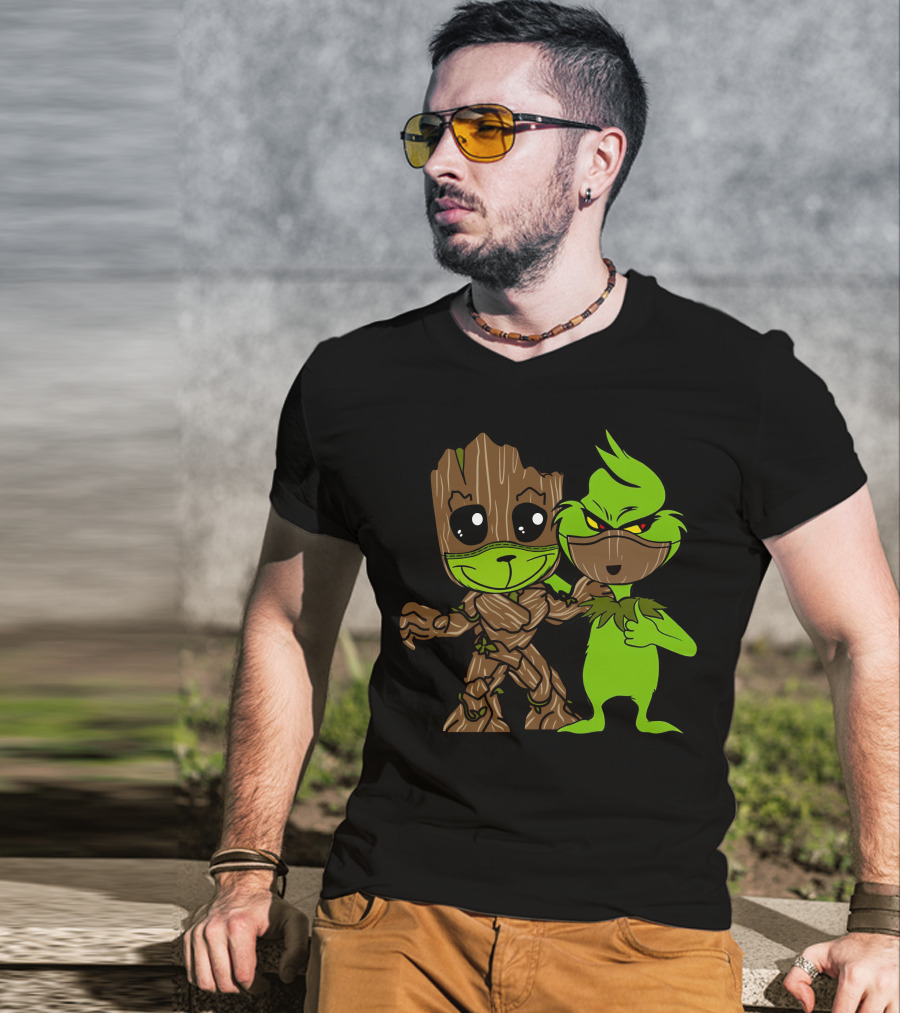 Groot Meets The Grinch Crossover Character Mashup T-Shirt