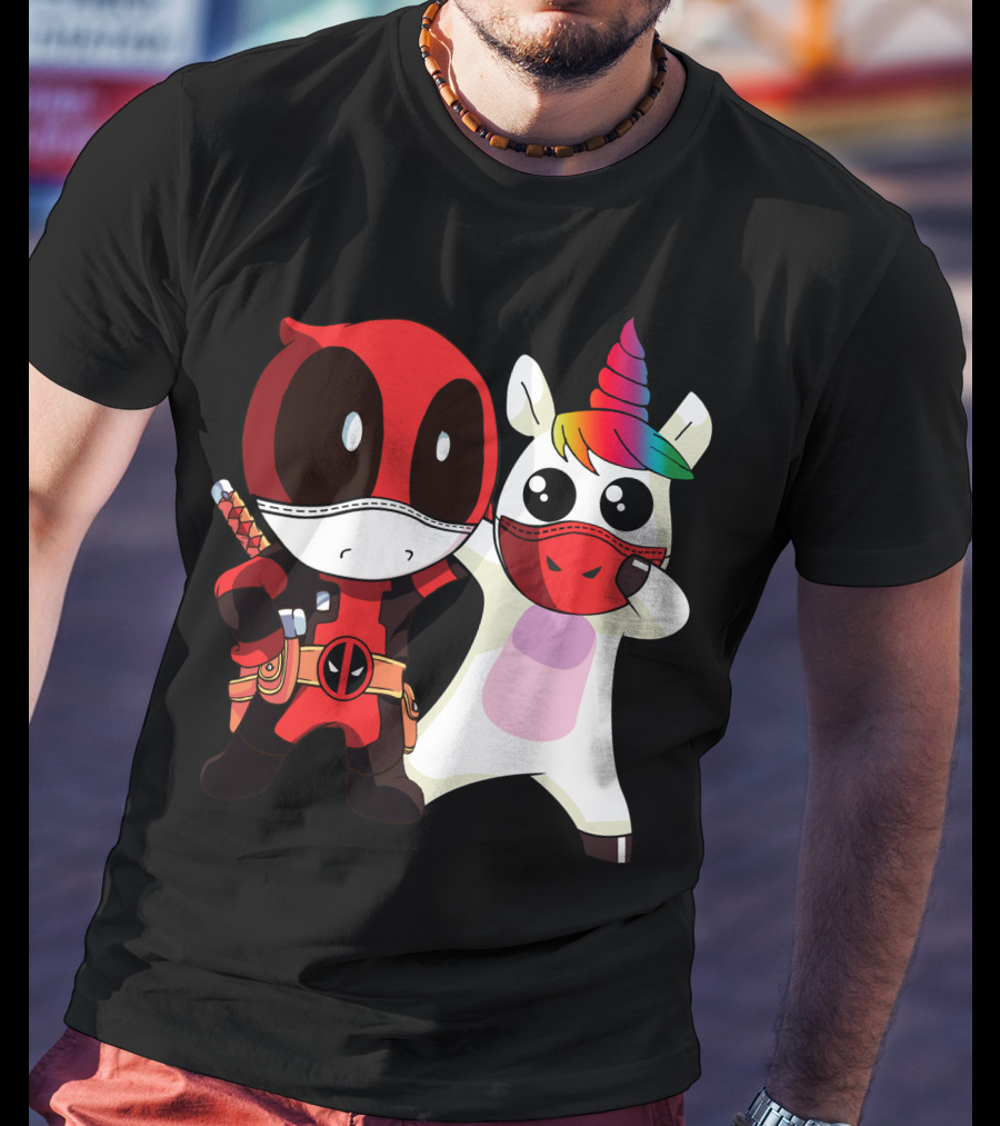 Deadpool Unicorn Rainbow Masked Duo Adventure T-Shirt
