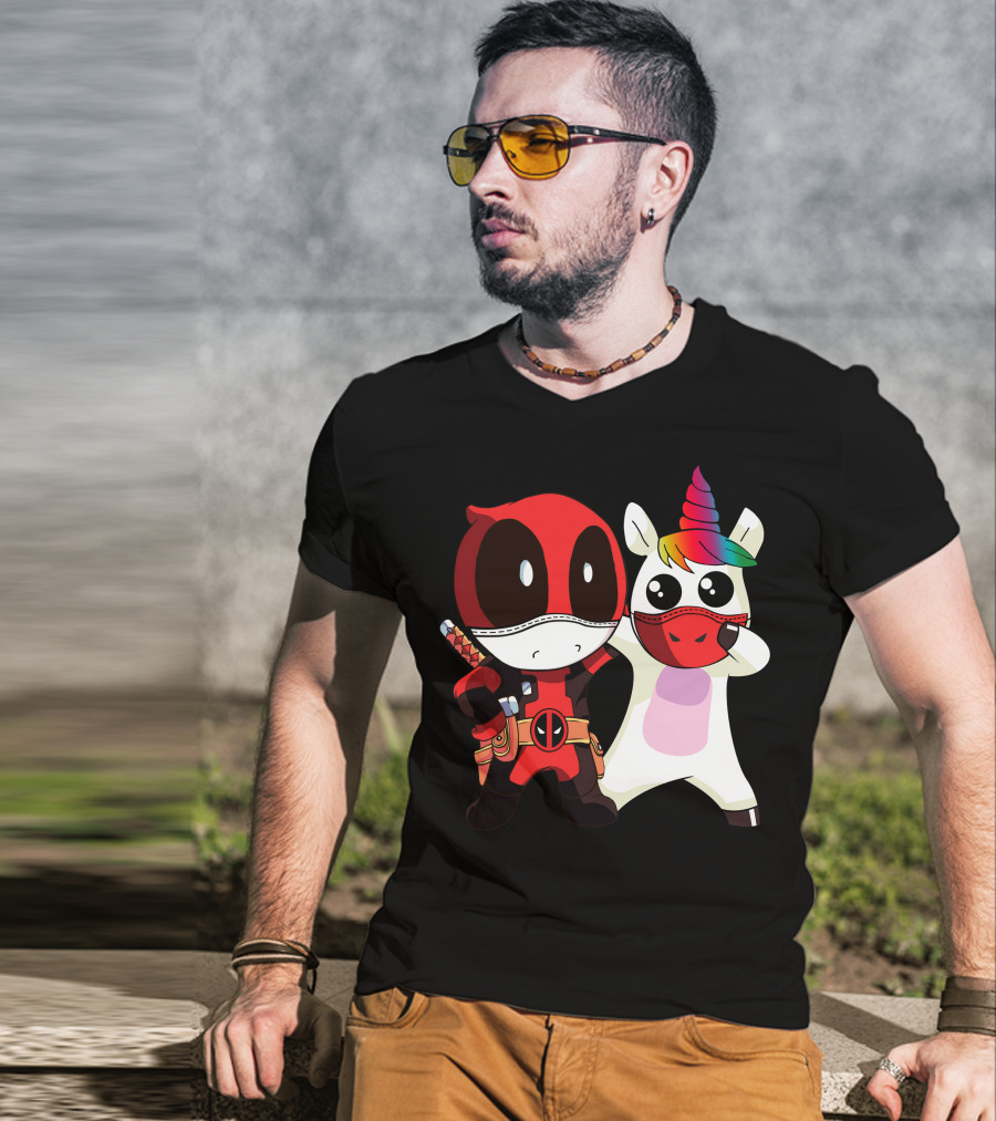 Deadpool Unicorn Rainbow Masked Duo Adventure T-Shirt