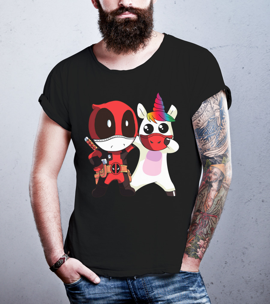 Deadpool Unicorn Rainbow Masked Duo Adventure T-Shirt