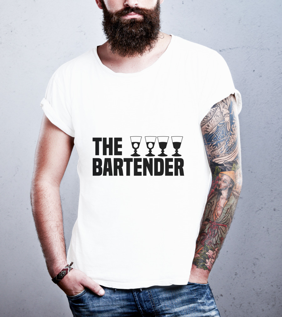 The Bartender Four Glasses T-Shirt