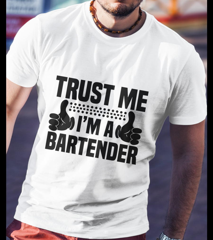 TRUST ME I'M A BARTENDER Thumbs Up Dotted Line T-Shirt