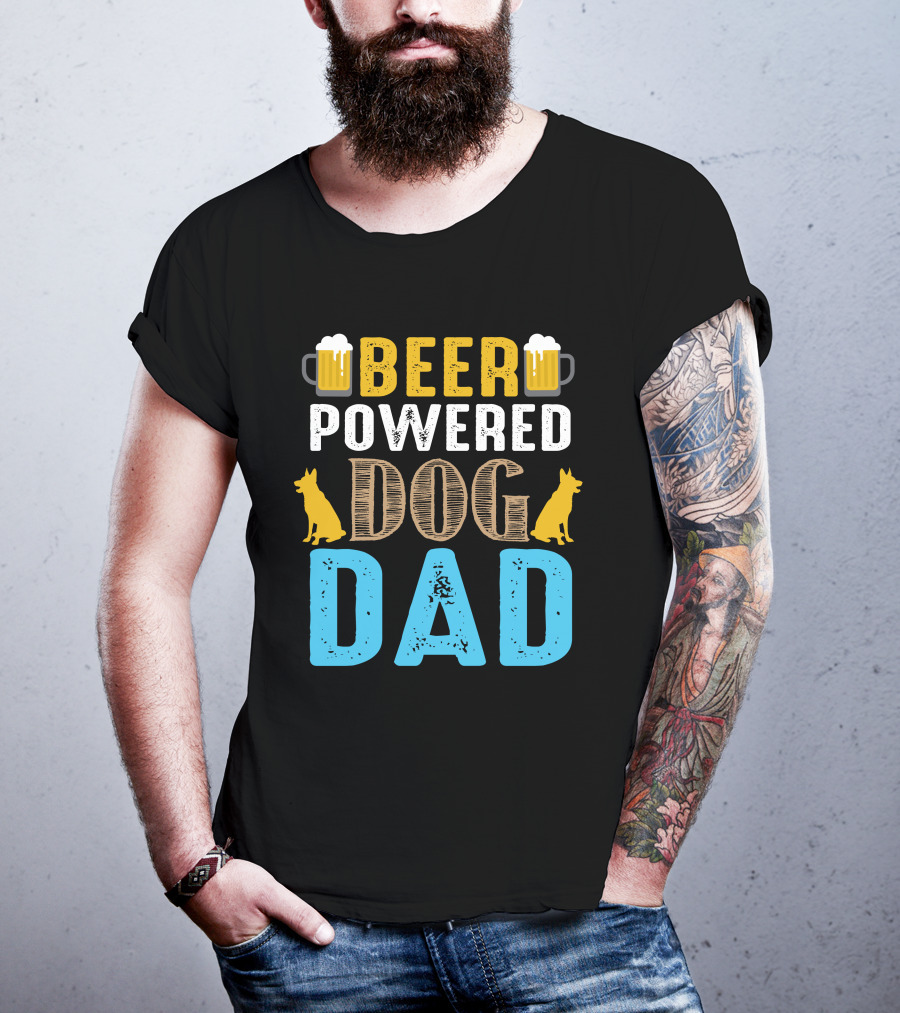 BEER Powered Dog Dad T-Shirt