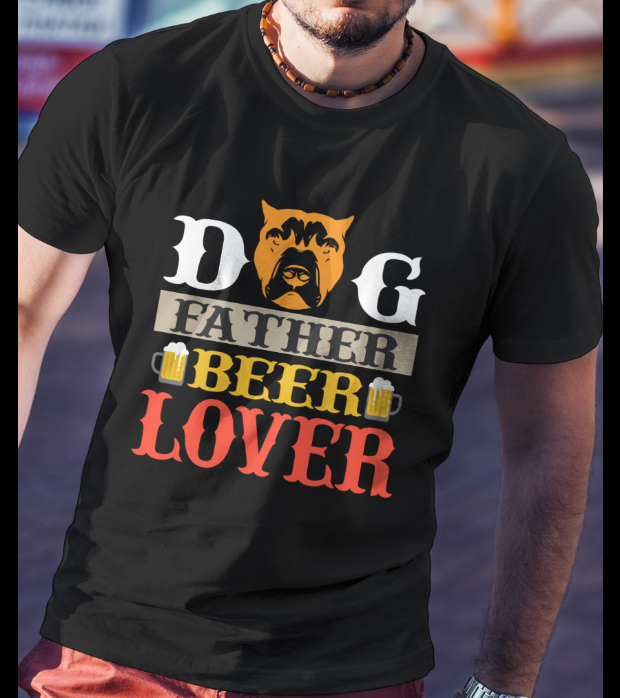 Dog Father Beer Lover Father's Day Gift Idea T-Shirt