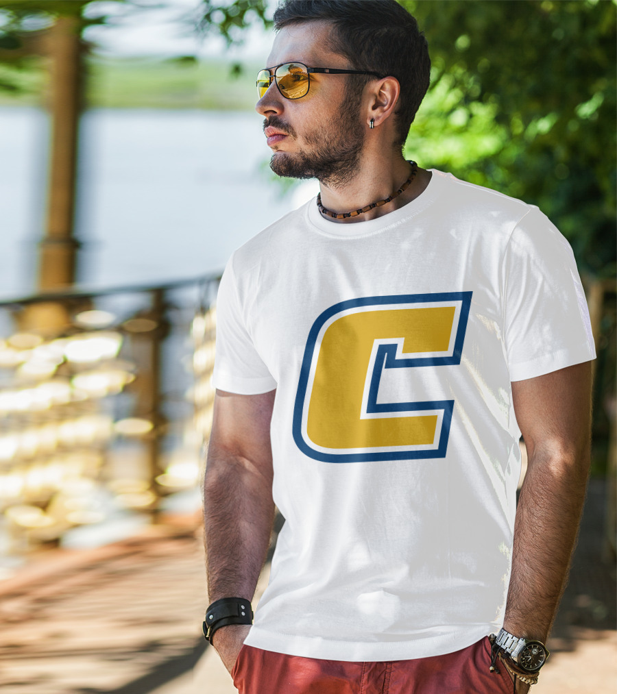 Chattanooga Mocs Large Yellow C Logo Collegiate Sports Emblem T-Shirt