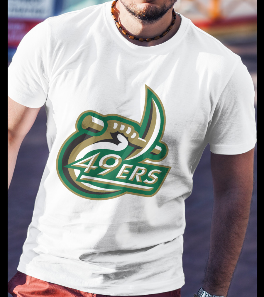 Charlotte 49ers Logo Green Gold Pickaxe Emblem T-Shirt