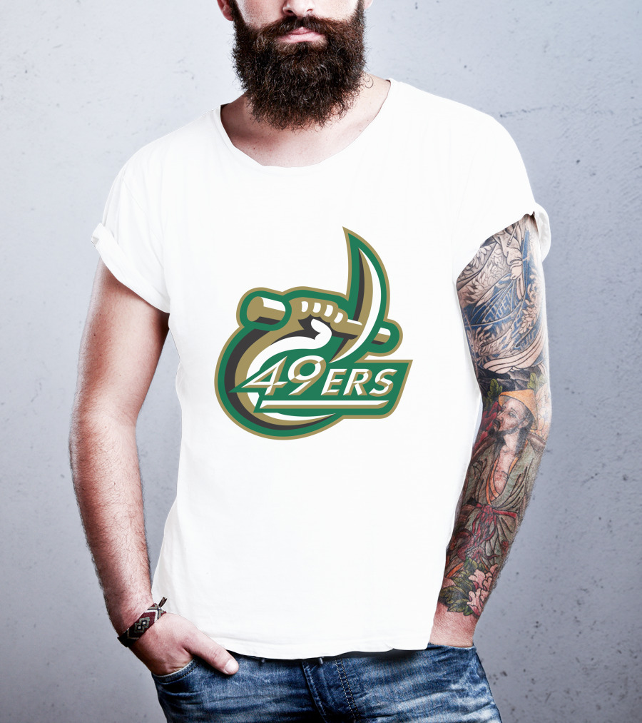 Charlotte 49ers Logo Green Gold Pickaxe Emblem T-Shirt