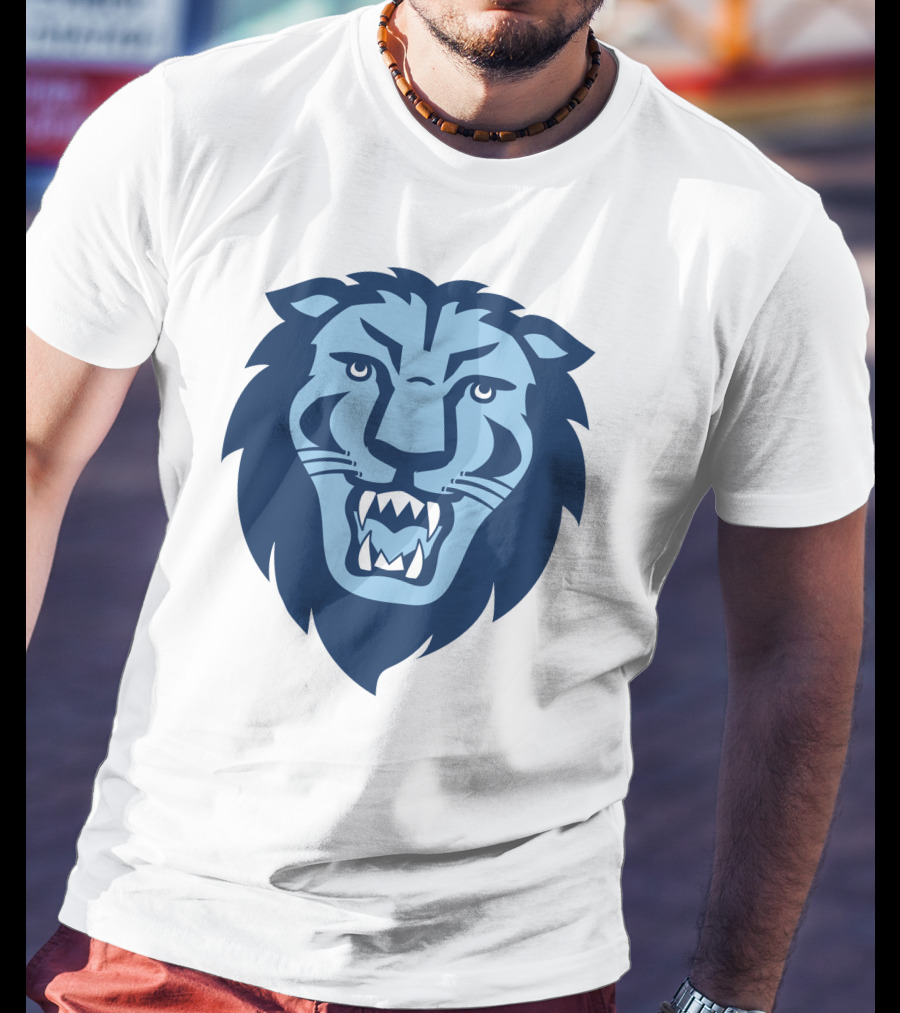 Columbia Lions Roaring Emblem Icon In Blue T-Shirt