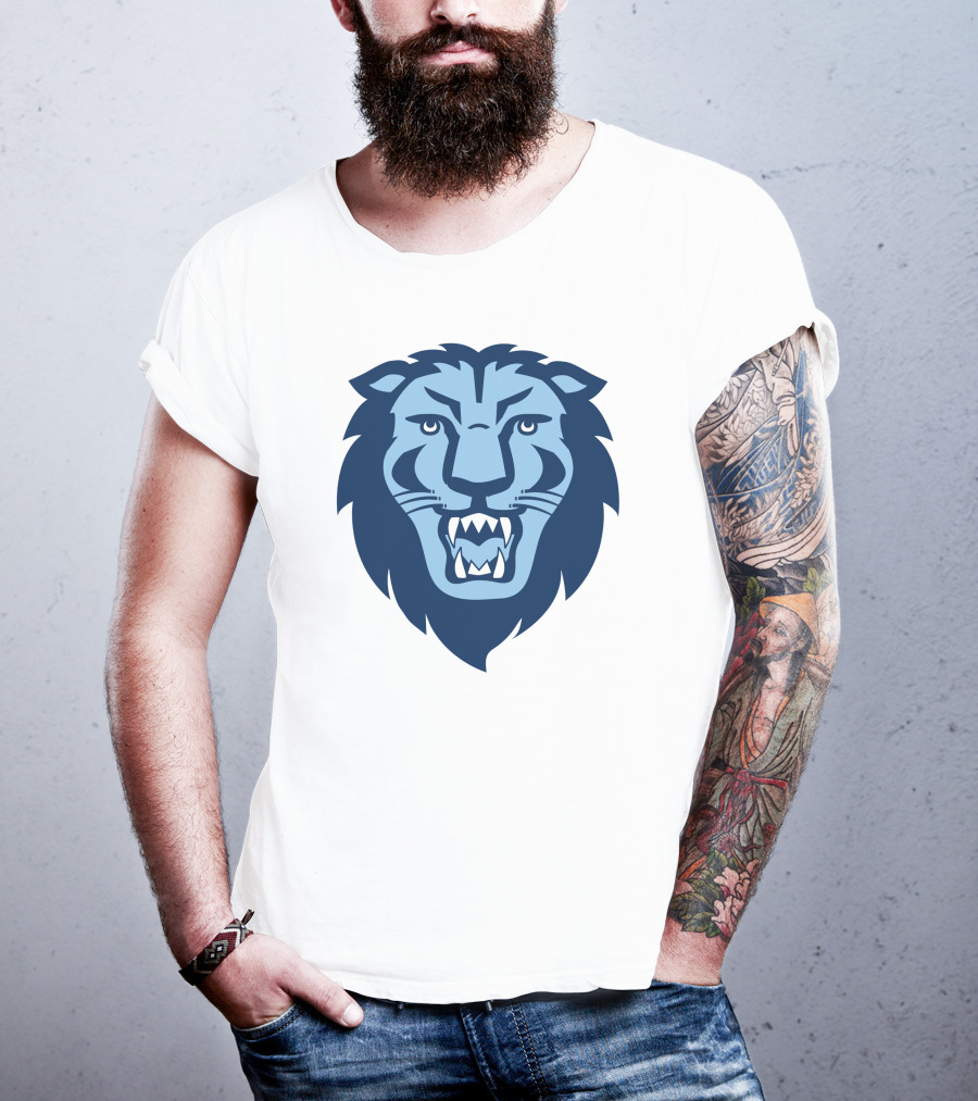 Columbia Lions Roaring Emblem Icon In Blue T-Shirt