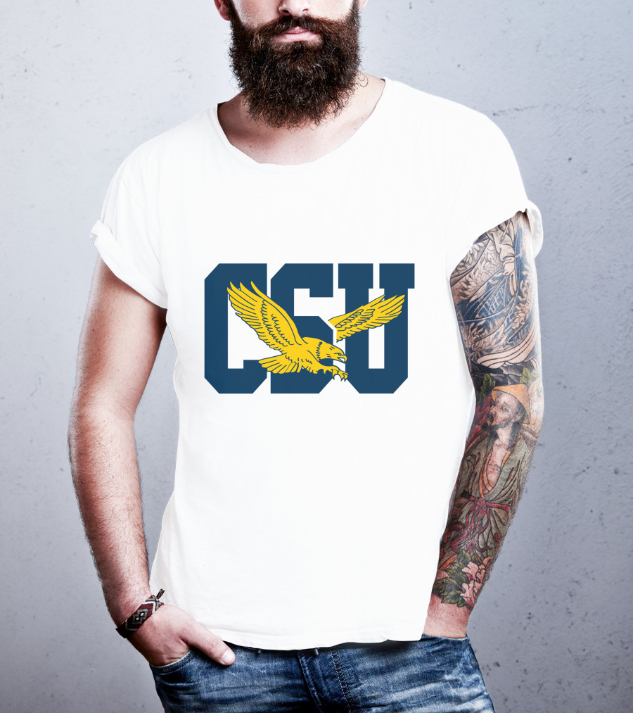 CSU Coppin State Eagles Logo Yellow Eagle Blue Letters T-Shirt