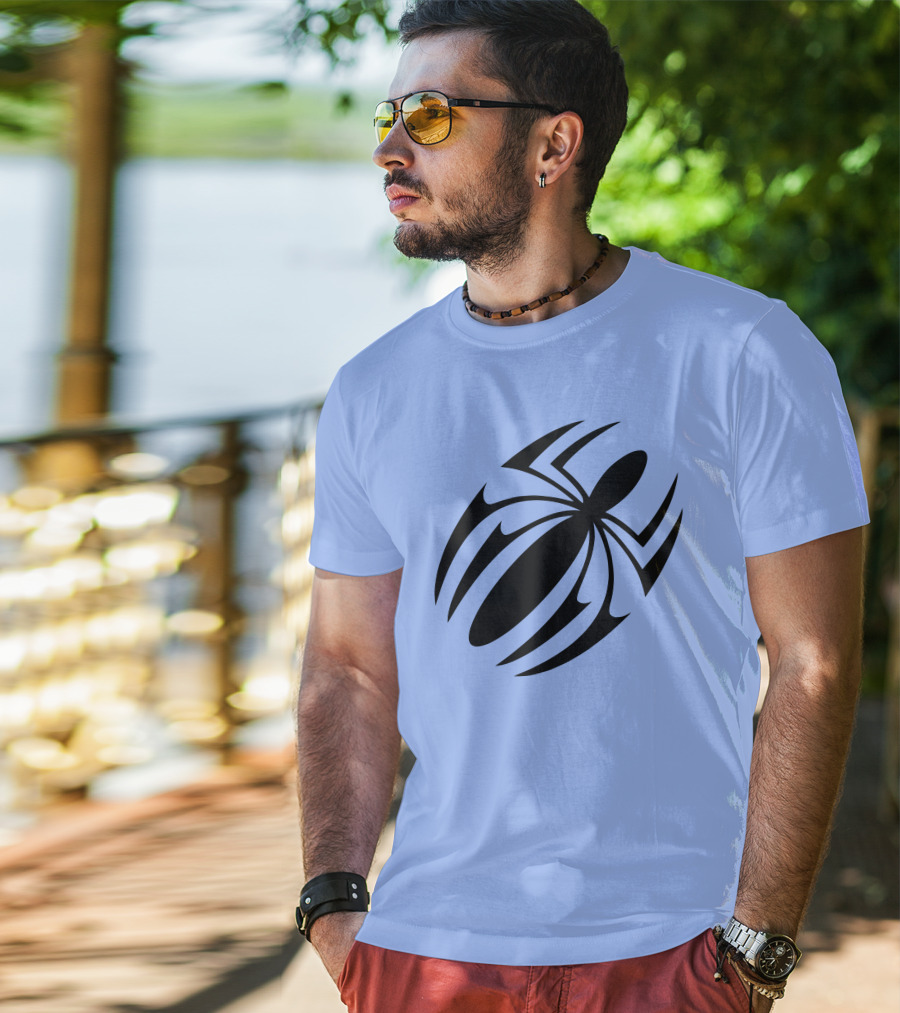 Scarlet Spider Iconic Symbol Blue Background T-Shirt