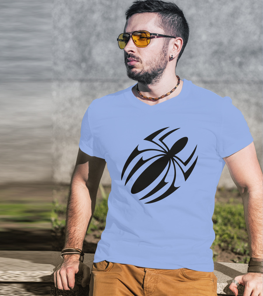 Scarlet Spider Iconic Symbol Blue Background T-Shirt