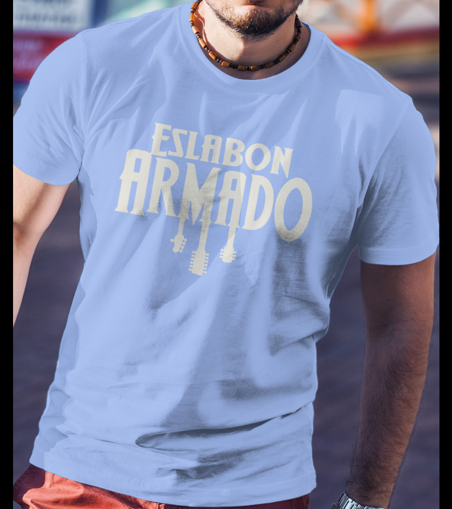 Eslabon Armado Guitar Typography T-Shirt