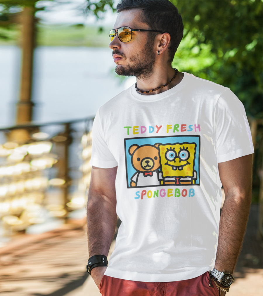 Teddy Fresh SpongeBob Bear Cartoon Collaboration T-Shirt
