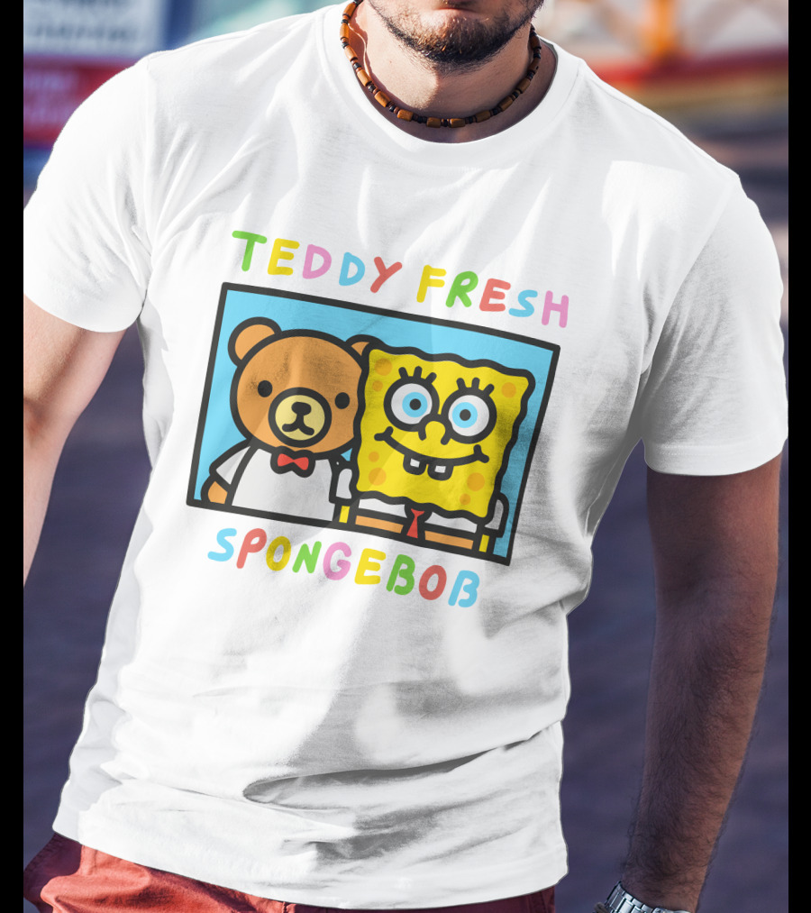 Teddy Fresh SpongeBob Bear Cartoon Collaboration T-Shirt